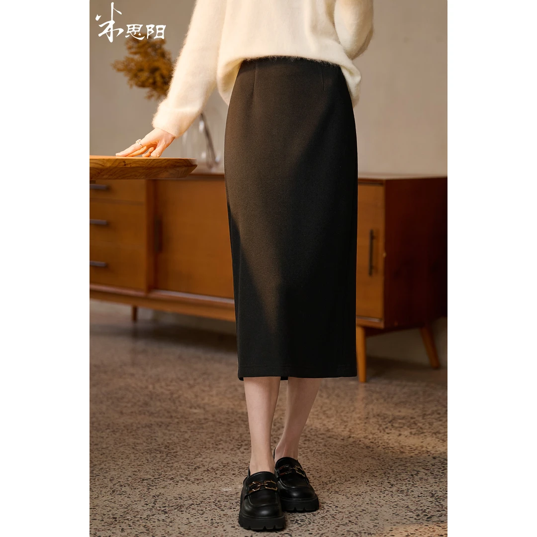 【155东北人专属】羊毛醋酸优雅法式冬季百搭直筒半身裙5M25DI5589