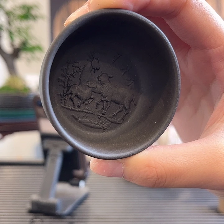 茶壶紫砂三羊开泰紫砂杯