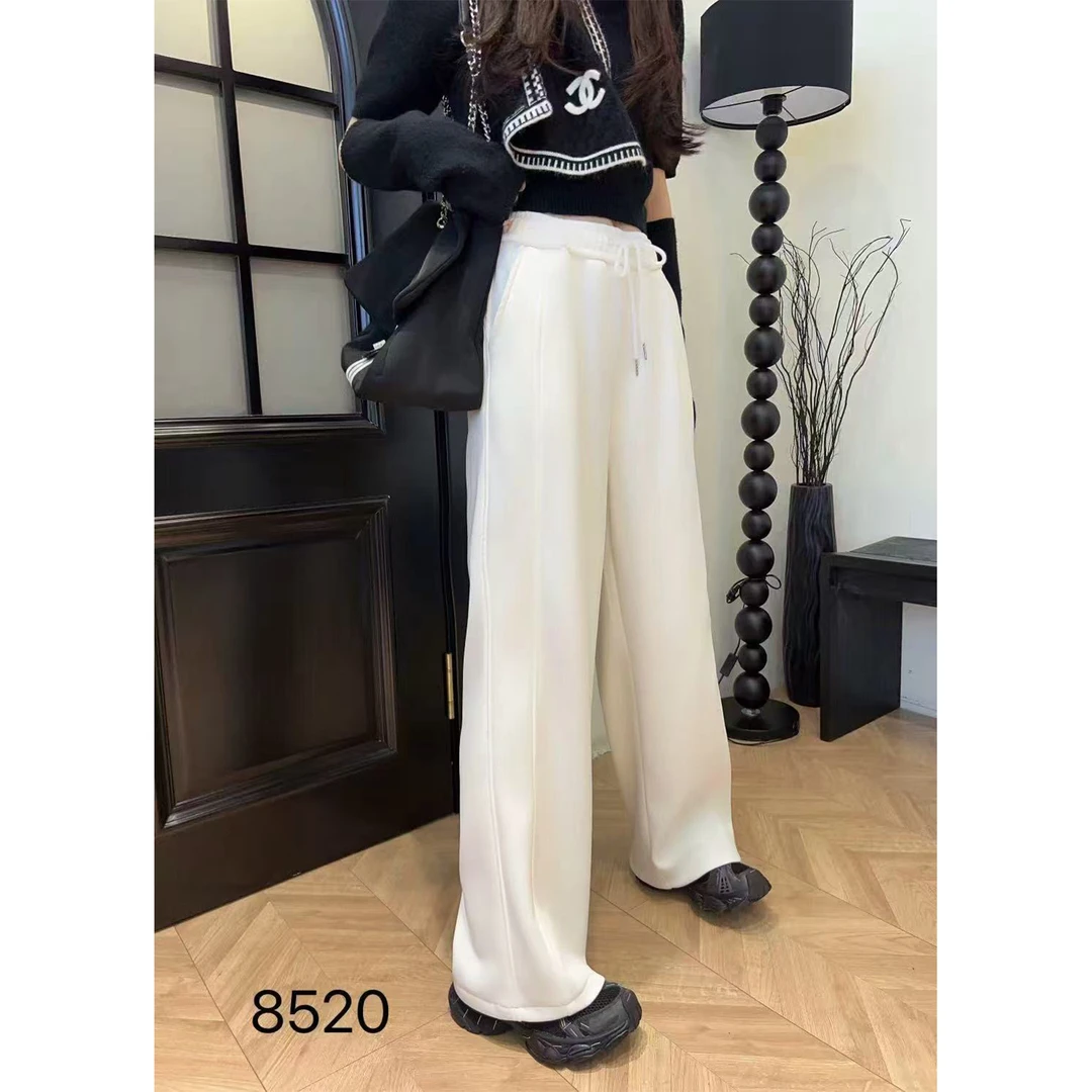 【胡小肥】83加绒大码休闲裤8520气质显瘦百搭阔腿裤新款系带小个子