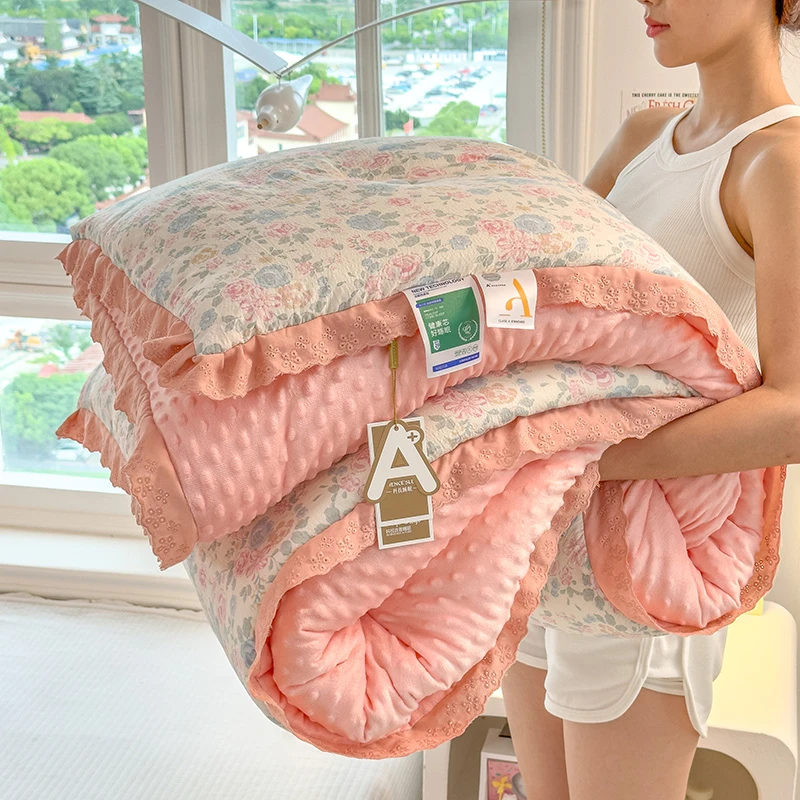 A类母婴级印花豆豆被冬季被芯被子秋冬款纤维被家用蓬松发热冬被