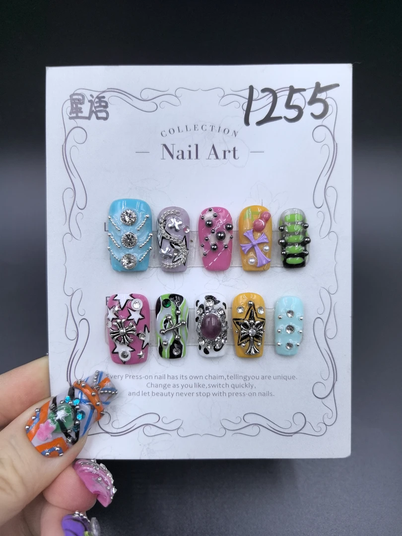 安夏 星语 二代直角方 纯手工穿戴甲10片