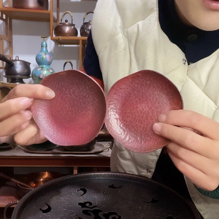 淡***心金属紫铜纯铜杯垫2块