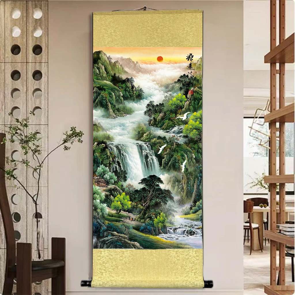 【绿.源远流长】 宽45高140 国画8.13