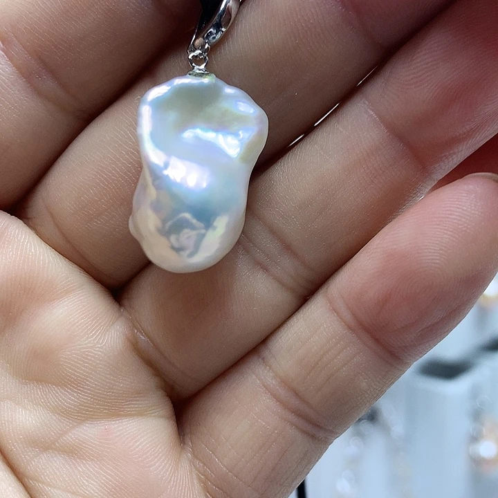 银S925镶嵌巴洛克淡水珍珠