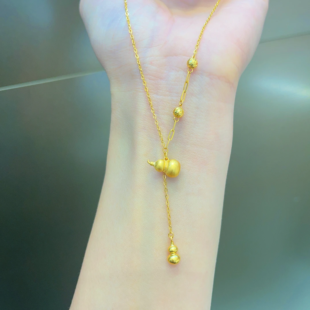 足金999葫芦带滴流黄金套链时尚百搭黄金首饰足金套链B137