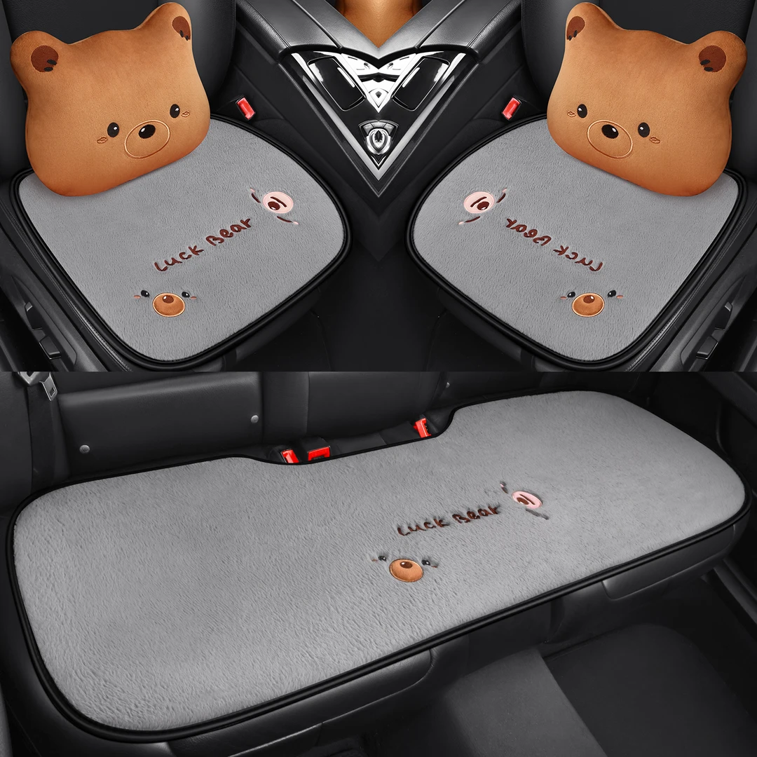 汽车坐垫珊瑚绒毛绒毛毛虫雪尼尔后排垫硅胶防滑冬季通用座垫单片