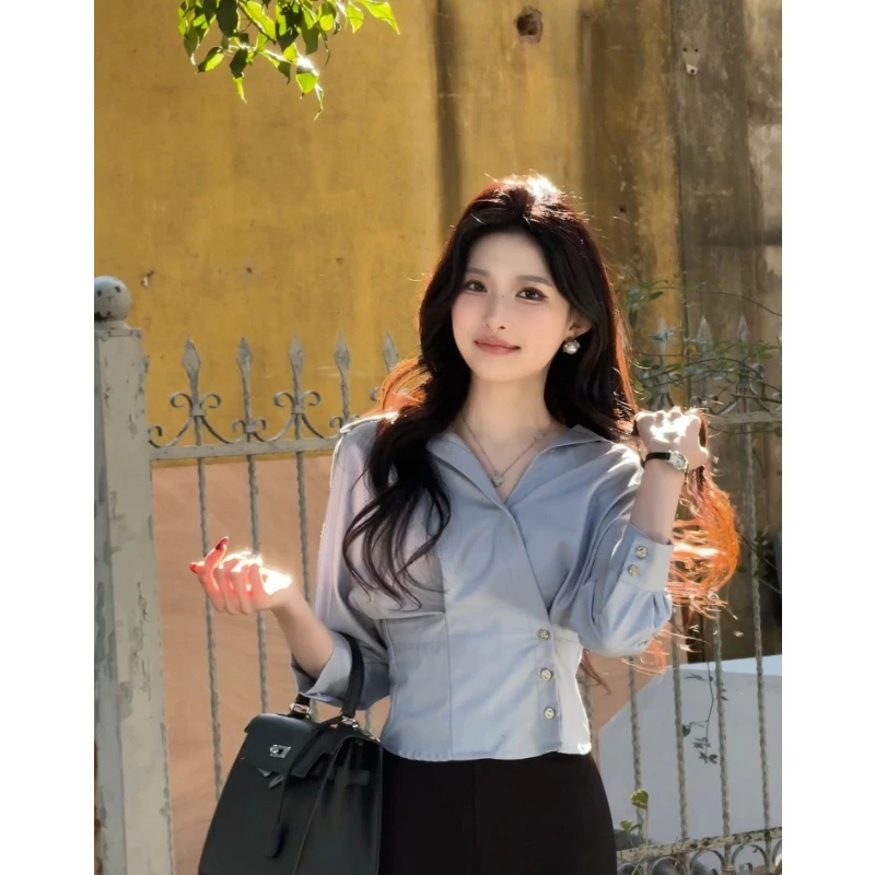 CHUCHU【韩女衬衫】 蓝色衬衫XMZH5985