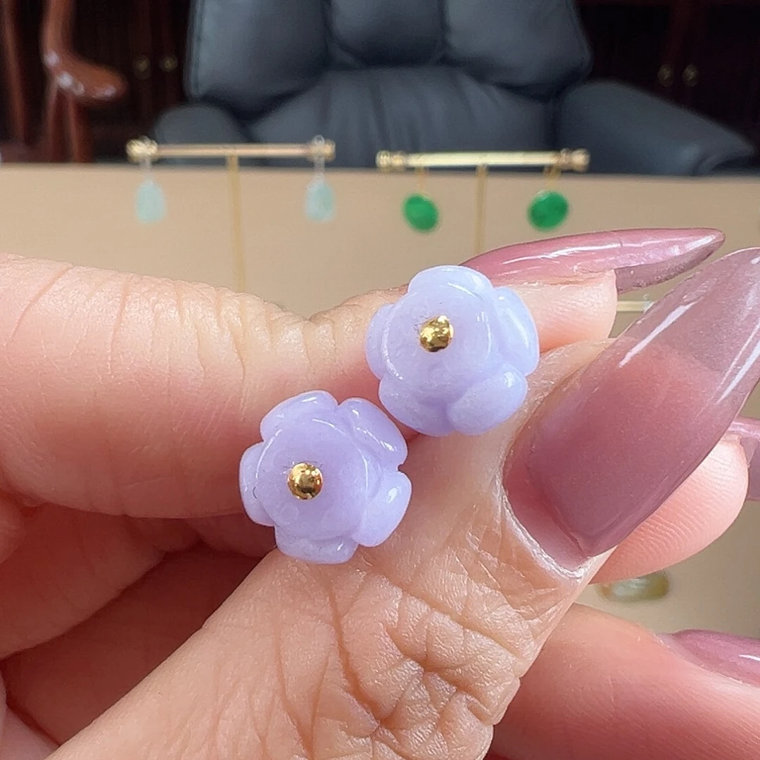 翡翠18K金镶嵌耳饰耳饰