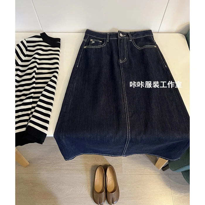 REKAYYAT“蓝莓” 莱赛尔天丝+棉韩系百搭洋气轻奢气质牛仔半身裙