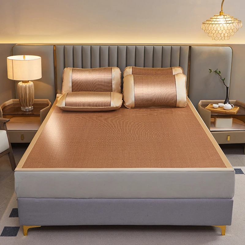 藤席件套夏天凉席新款直角家用可折叠学生三件套床笠夏季宿舍席子