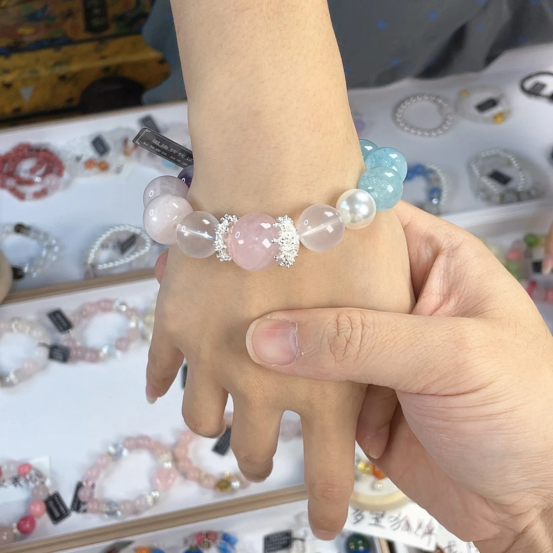 水晶手链银S925镀金镶嵌