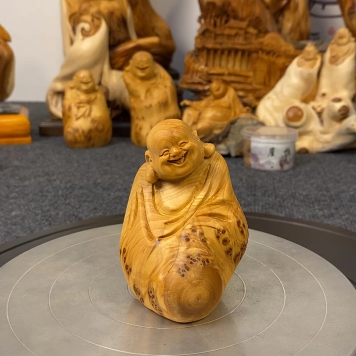 柏木（崖柏）弥勒佛留疤小摆件