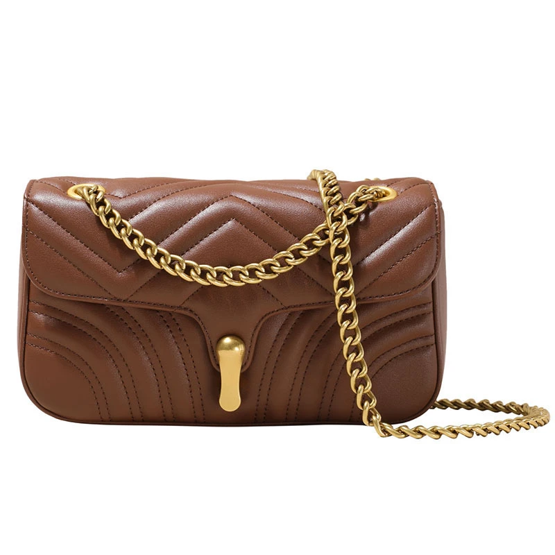 TOUCH MISS设计师款复古链条小方包女2023新款牛皮单肩斜挎包