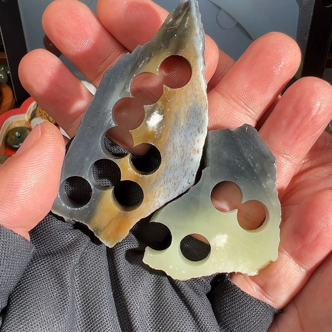 和田玉未镶嵌颈饰学习料矿标：新疆若羌楼兰三色 福利