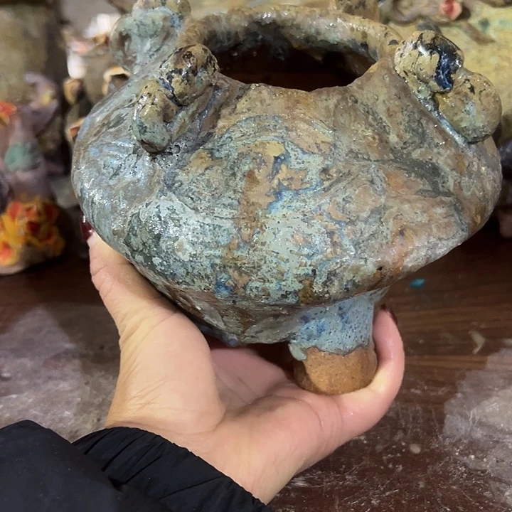 福利手工粗陶高温花盆