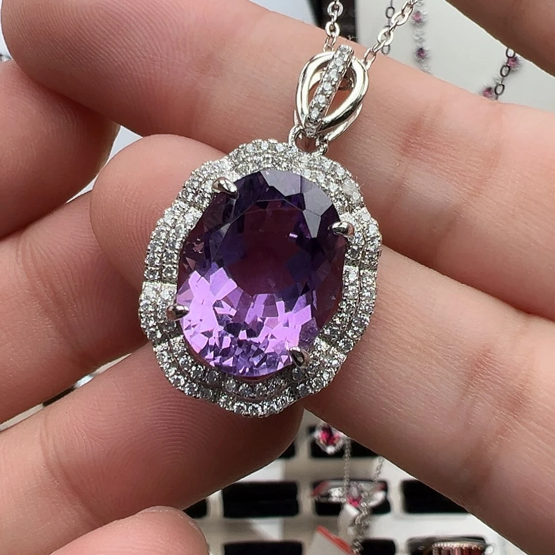 颈饰紫晶银S925镶嵌
