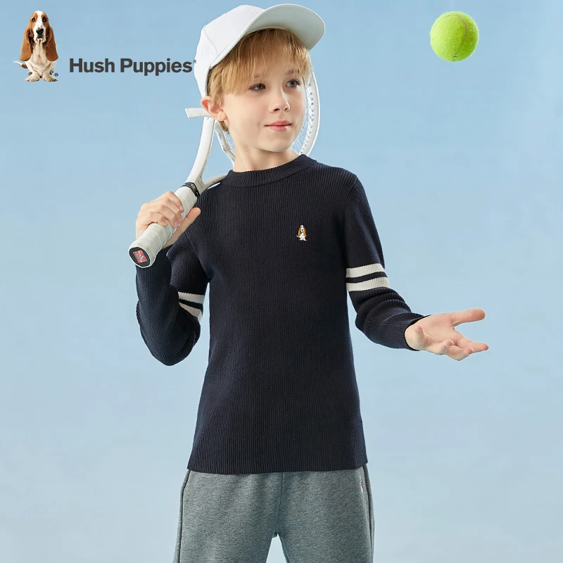 暇步士童装春秋款男女童针织衫圆领套头休闲长袖毛衣