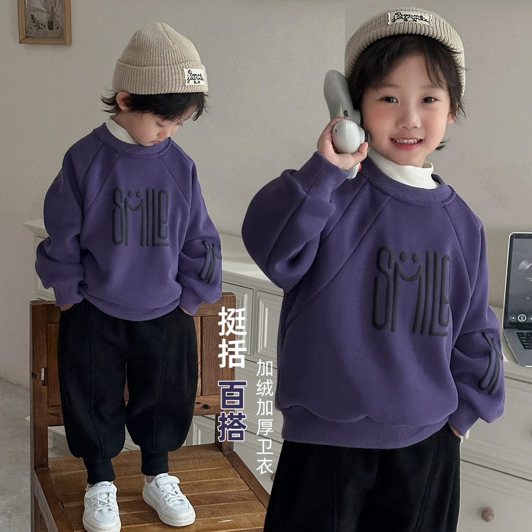 儿童卫衣加绒加厚2025新款秋冬季男童上衣潮BDD26152悠悠童话童装