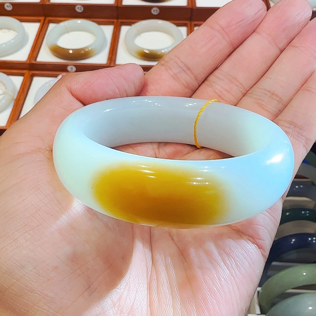 未镶嵌手镯和田玉新疆轮胎一口金糖54 55 56