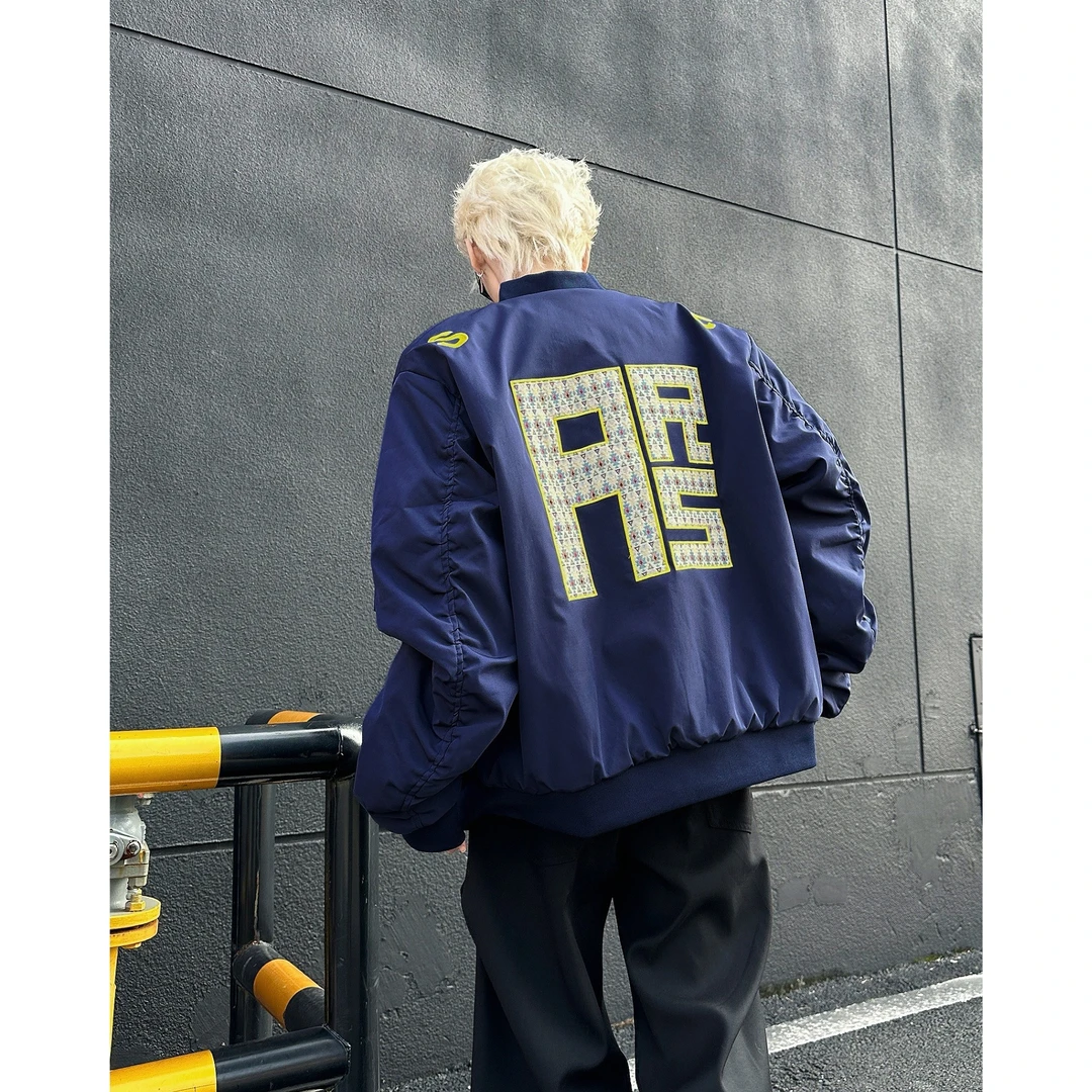 (姚十八)美式街头刺绣字母潮牌飞行夹克男女小众设计百搭廓形外套