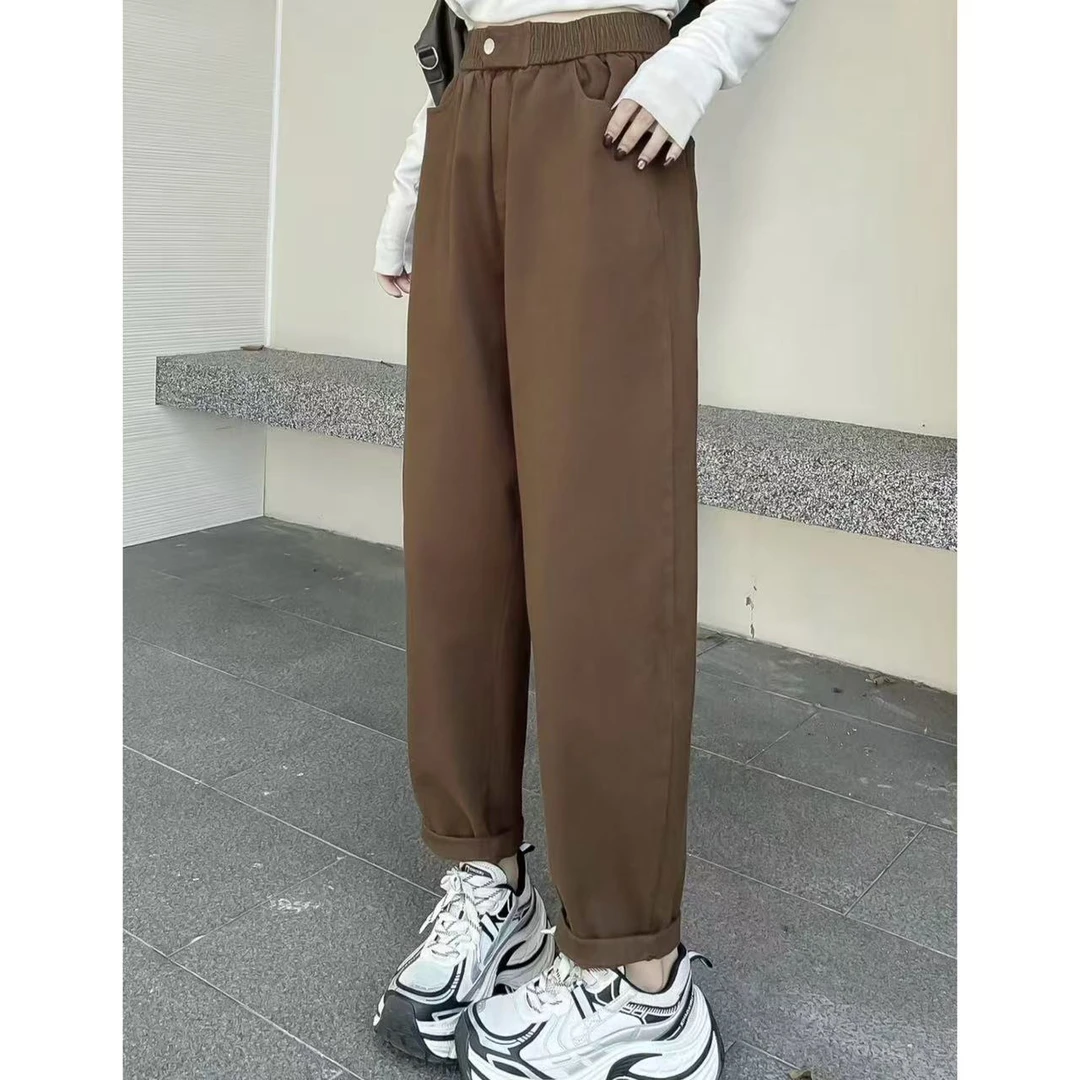 “一粒扣”软牛仔微跨老爹裤（卡码拍小.裤长95左右）