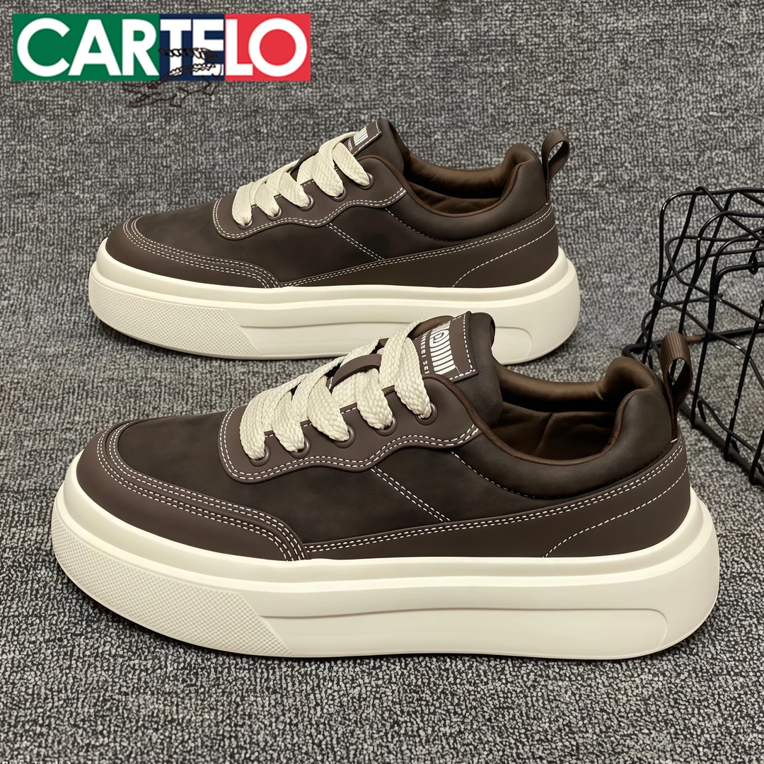 卡帝乐鳄鱼男鞋冬季厚底增高百搭学生运动休闲鞋男士复古低帮板鞋