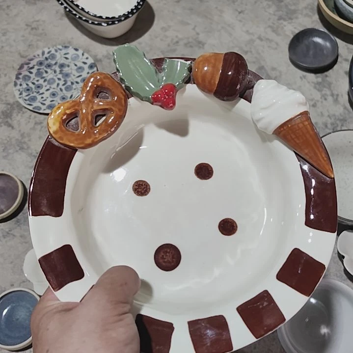 瑕疵陶瓷介意不拍饼干盘断叶子