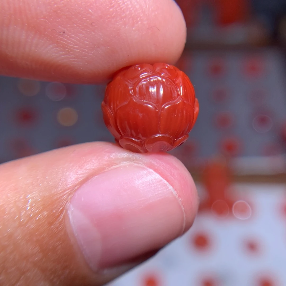 南红玛瑙莲花珠11.5×10.3未镶嵌