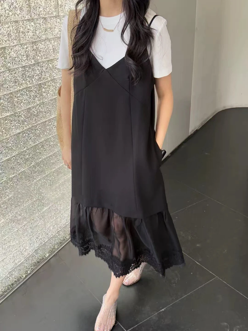 【66589】米#短袖上衣+吊带裙【两件套】