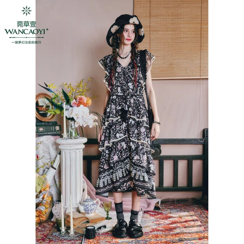 【商场同款】菀壹2025夏季新款气质时尚休闲复古连衣裙Q28723421