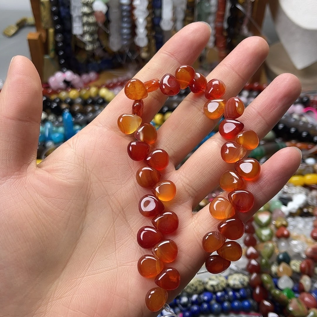 玛瑙/玉髓未镶嵌珠宝半成品10×12红玛水滴短条