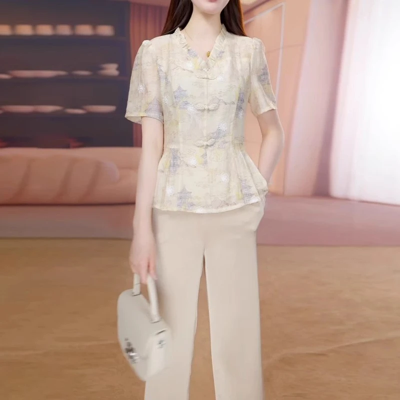 时尚套装女2025新款夏季时髦洋气质高端贵夫人时尚妈妈减龄两件套