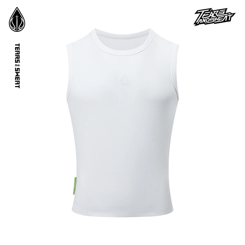 TEARSANDSWEAT篮球训练黑白基础刺绣logo罗纹美式运动吸汗棉背心