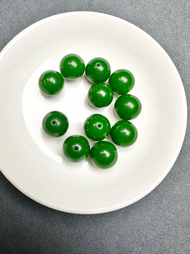 京鸿精选 卡12mm 1颗 满绿菠菜绿色手工定制 拍一发一