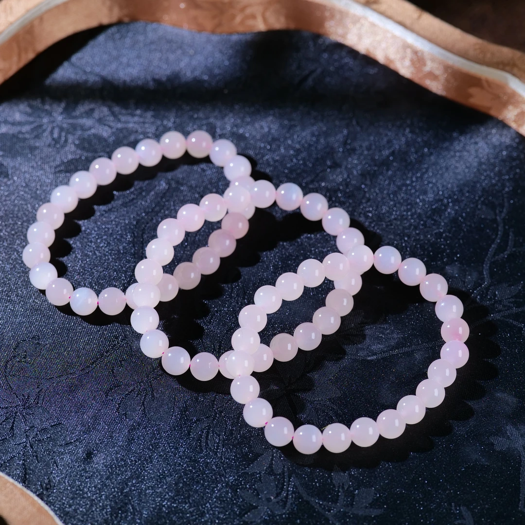 【小雨来了】和田玉8mm藕粉圆珠手串 手链 多样性发一件