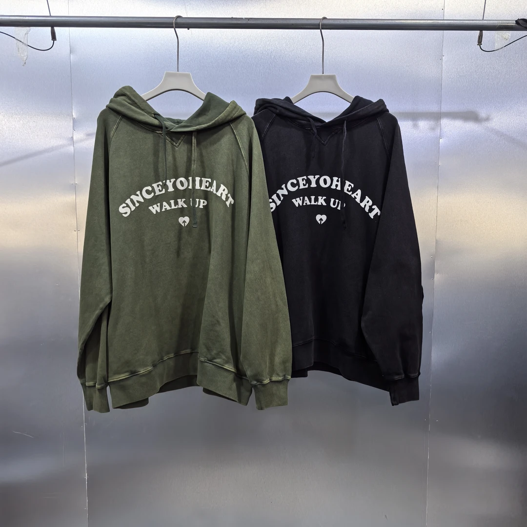 E05-120110-RES春秋款时尚复古做旧重磅字母印花宽松百搭连帽卫衣