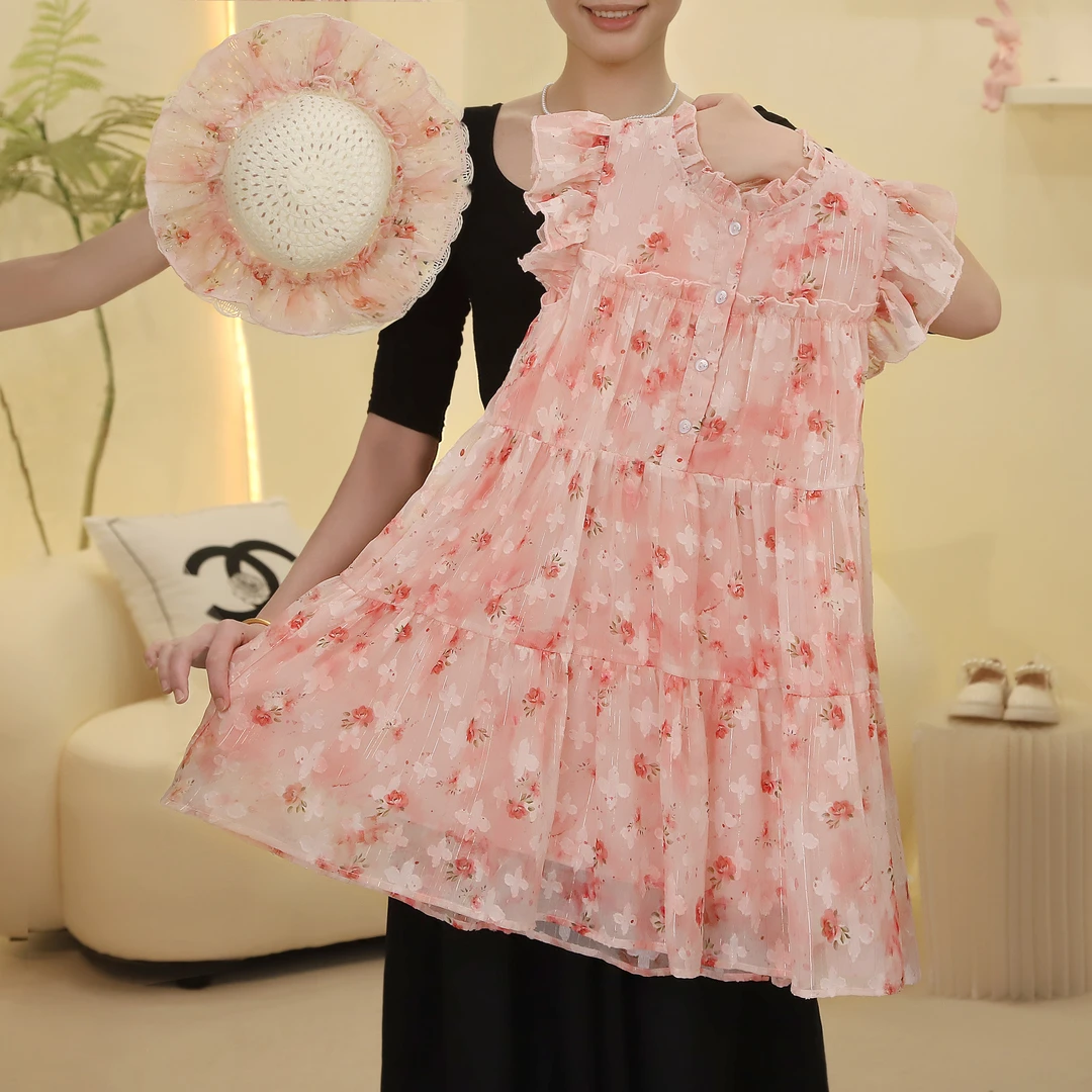 女童连衣裙2025夏季新款花朵晕染小飞袖碎花裙公主裙5230001735