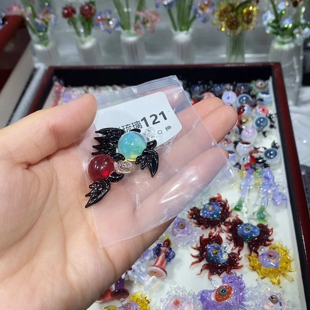琉璃吊坠（不含链）121恶魔一对耳钩