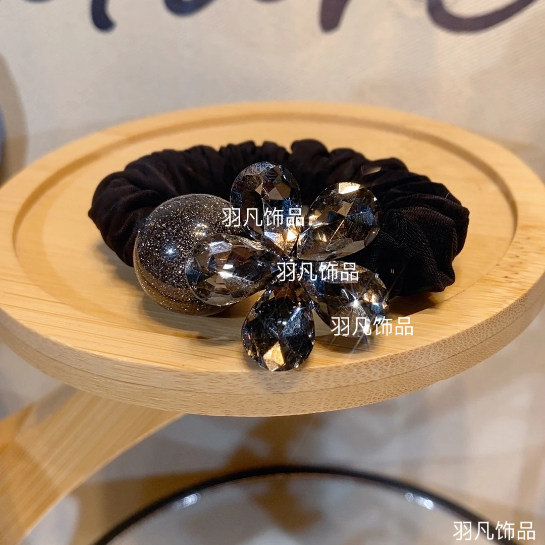 羽凡原创2516黑色百搭高级感发绳日韩轻奢发圈皮筋甜美风轻职风