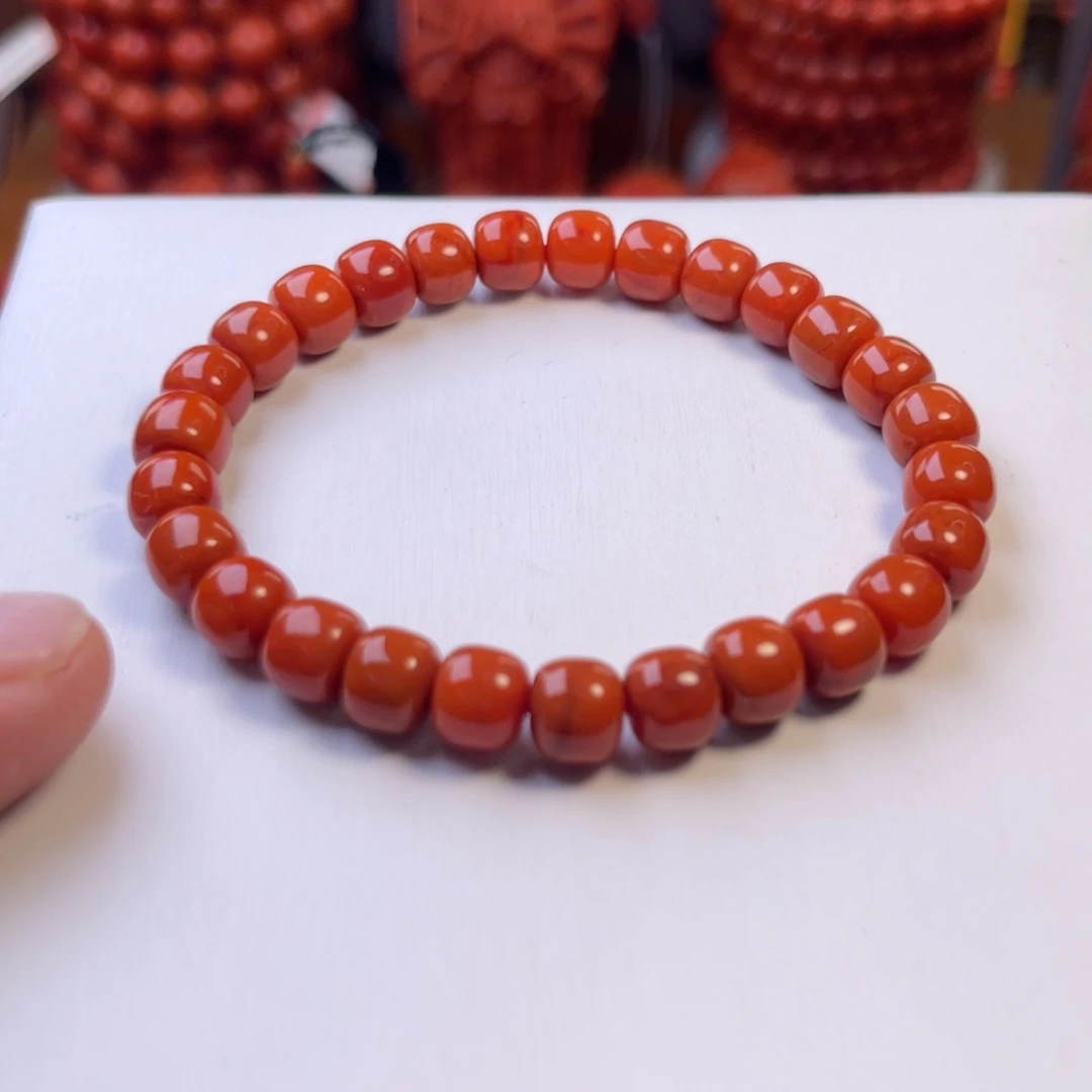 南红玛瑙未镶嵌川料精工老型手串卡8mm