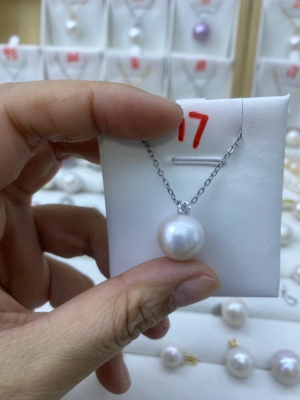 s925天然淡水珍珠吊坠13+