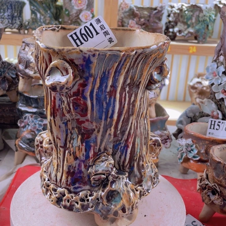 紫砂花盆景德镇陶瓷601