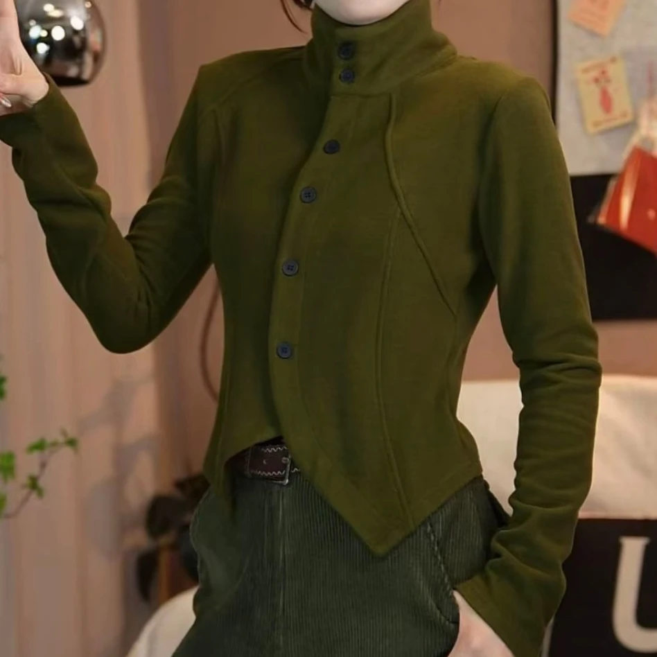 【美丽小衫】修身高领双面绒加绒加厚保暖长袖秋冬短款上衣