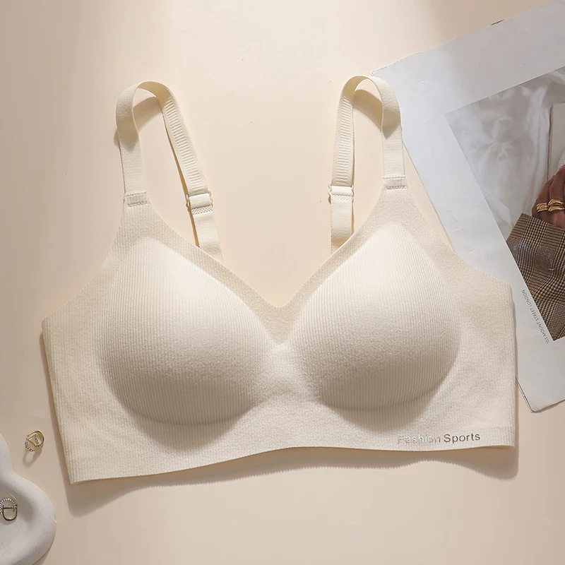聚拢无痕女款带胸垫內衣女薄款上托背心式夏季吊带睡眠文胸罩运动