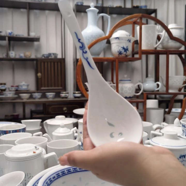 瓷青花通用大汤勺两只装