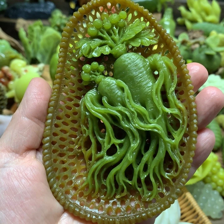 蛇纹石玉手把件未镶嵌电****家