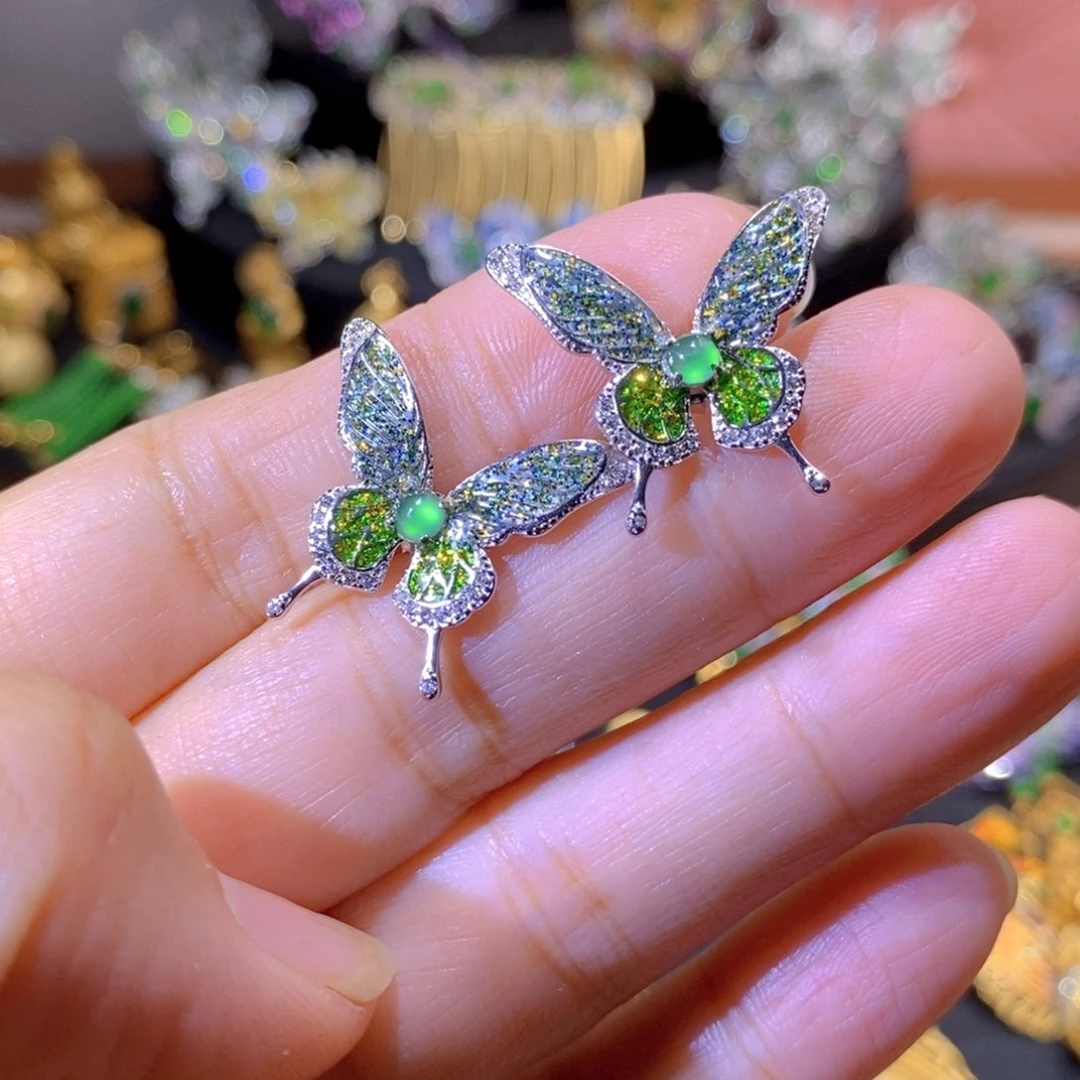 吊坠(不含链)银S925镶嵌翡翠