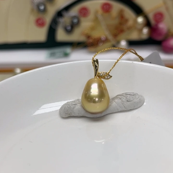 银S925镶嵌海水珍珠颈饰金珠 10-11mm 25