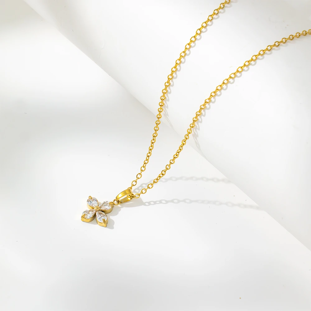 钛钢项链 钛钢镶石简约精致小众百搭甜美项链[星尘花园]NY043