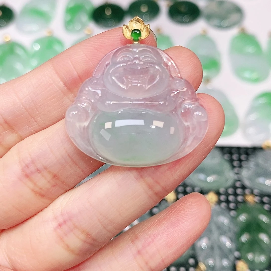 翡翠吊坠(不含链)18K金镶嵌